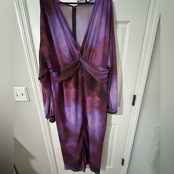 ASOS DESIGN Curve Sheer Knot Front Midi Dress - Picture 6 of 10